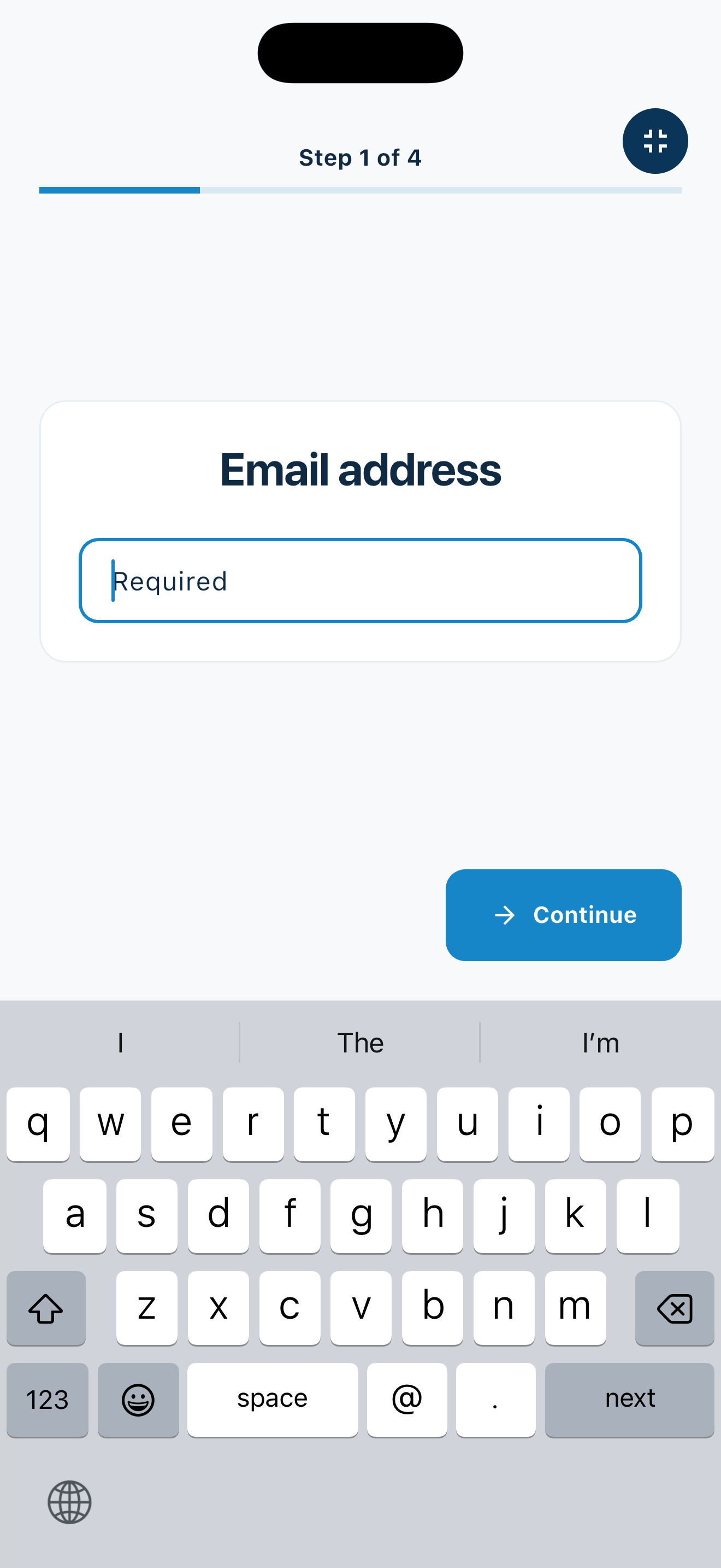 Guest entering an email address in fullscreen MemberMaker kiosk mode